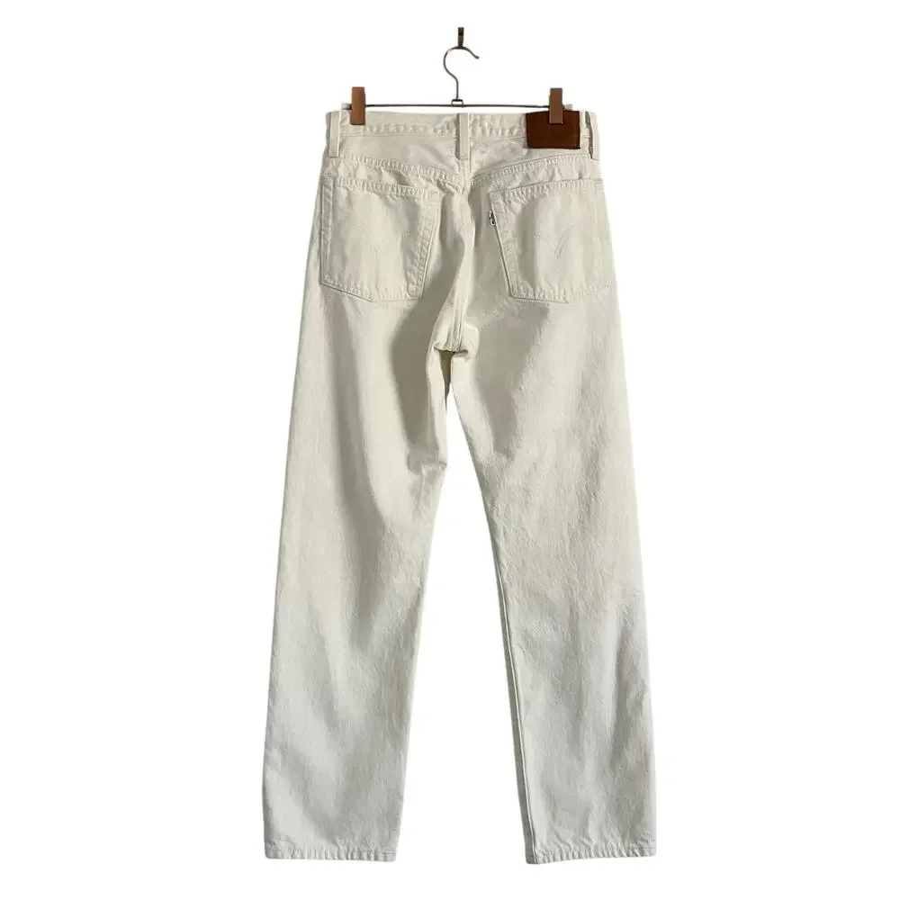 Levi's Wedgie Straight Ankle Jeans Off White Sz 26 Americana Heritage Chic Vibe - Picture 4 of 10